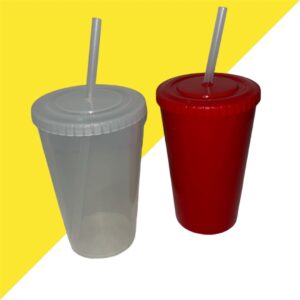 VASO CON TAPA Y SORBETE LISO DEUAN