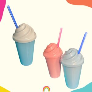 VASO 400CC LISO CON TAPA HELADO Y SORBETE