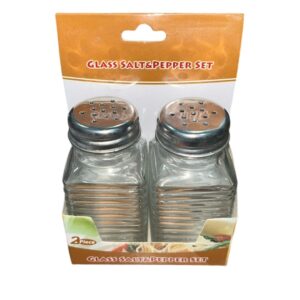 SALERO VIDRIO TAPA DE ACERO X 2
