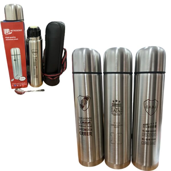 TERMO ACERO INOX FUTBOL CON FUNDA