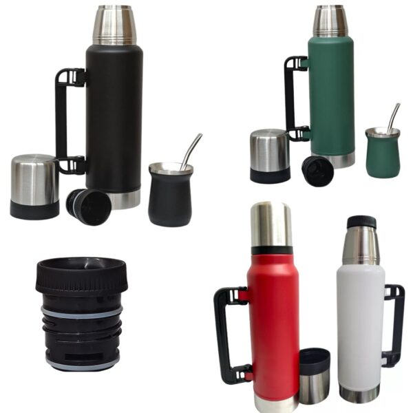 TERMO ACERO COLOR 1.200 CON MATE Y BOMBILLA