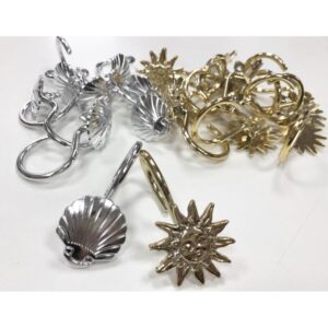 GANCHOS PARA CORTINA BAÑO FANTASIA  ORO/PLATA