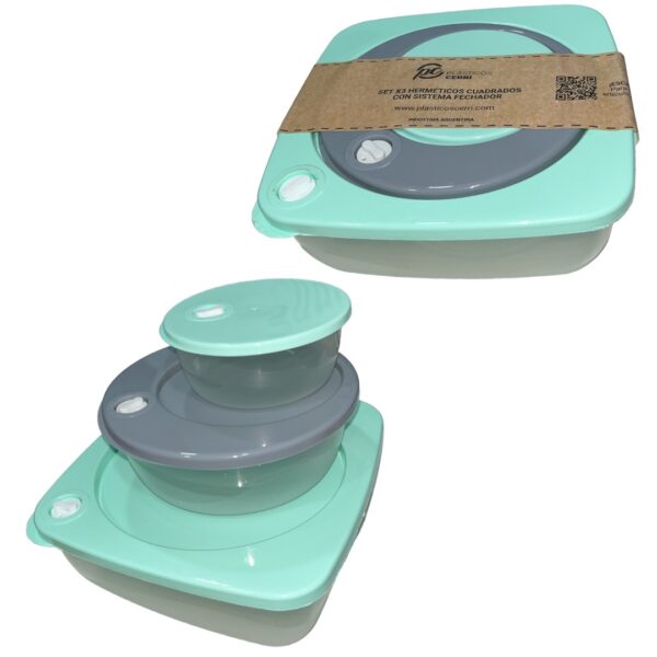 SET DE HERMETICO CUADRADOS X 3