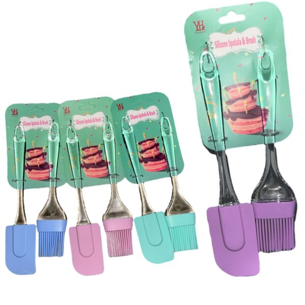 SET DE ESPATULA Y PINCEL SILICONA GRANDE  MANGO ACRILICO