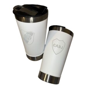 VASO TERMICO GRABADO BLANCO CON DESTAPADOR
